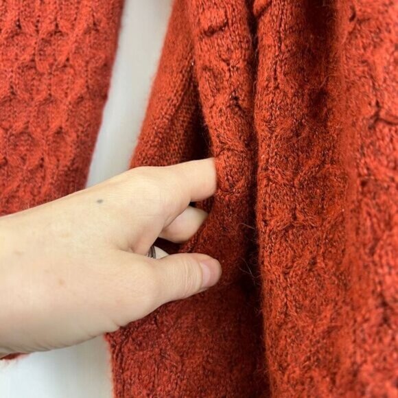 Kempson Womens Medium Burnt Orange Open Front Knit Acrylic Cardigan Sweater Boho - Picture 11 of 15